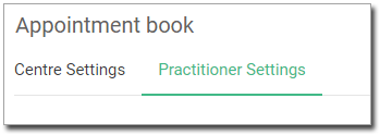 Appointment Book Practition Settings Tab