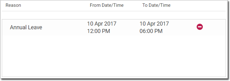 Schedule of Practitioner's Partial Day Off