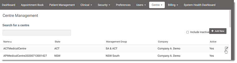Centre management - Edit Centre (without Org ID field)