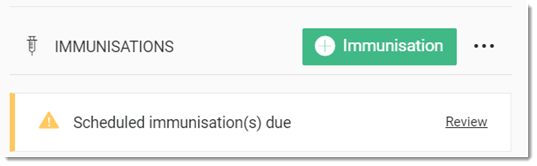 Example Immunisations Section in the Health Summary