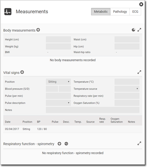 Example Measurements pane