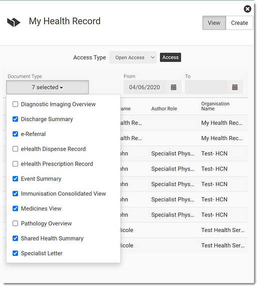 My Health Record example