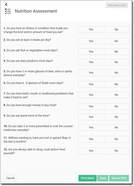 Nutrition Assessments example