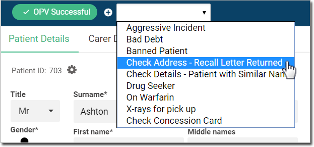 Alert Type Panel