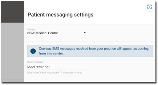 Example Patient messaging settings