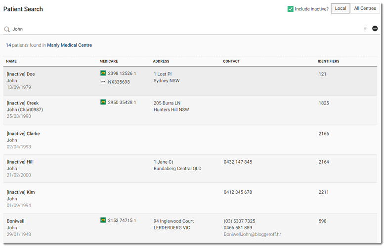 Patient Search - Include inactive patients results