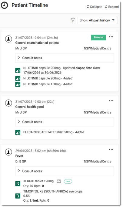Medication Changes list