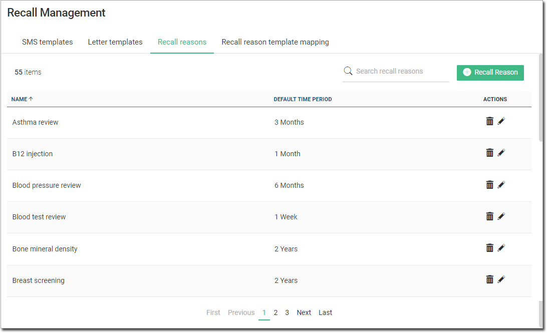 Example recall reasons