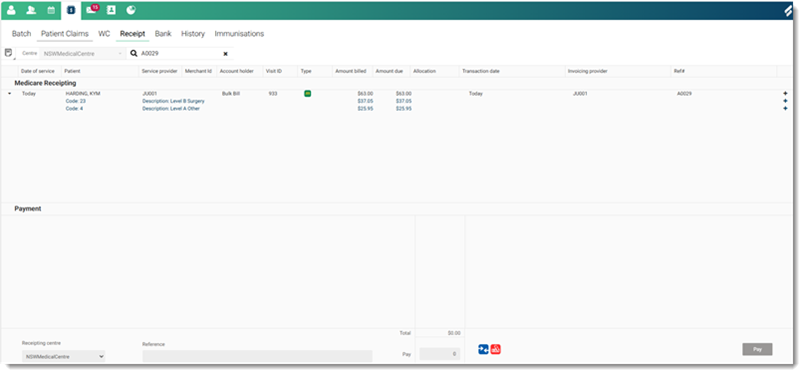 Medical Receipting Window