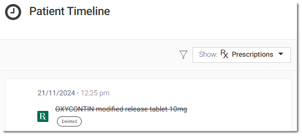Deleted eRx - Timeline