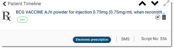 Example ePrescription details in the Timeline