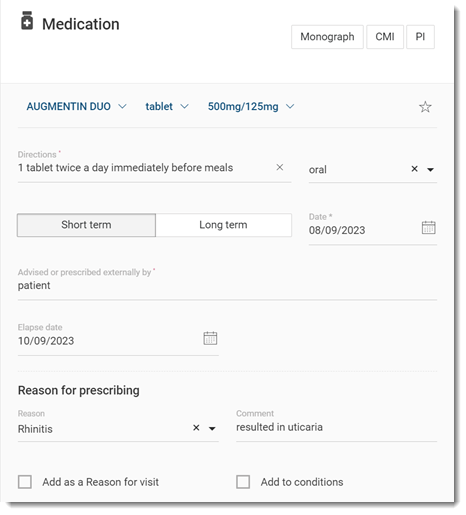 Example Medication History