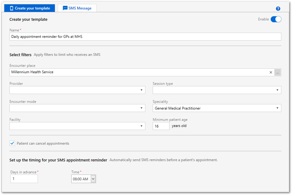 Example Create your template tab