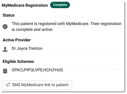 SMS MyMedicare link to patient