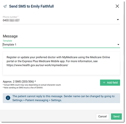 Send SMS to patient