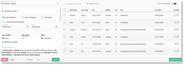 Patient Reports Example