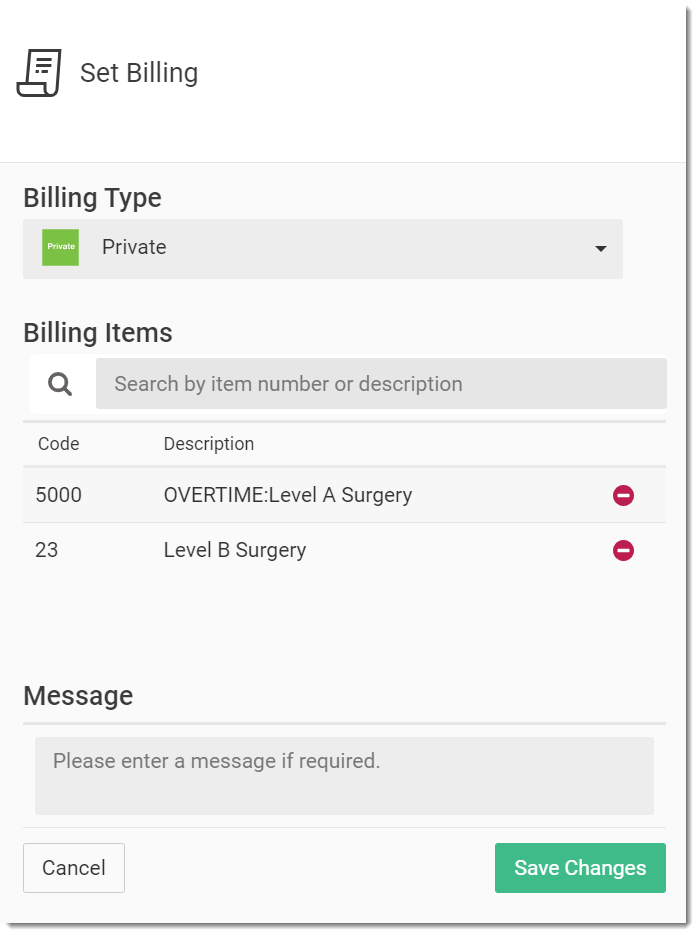 Add Billing Items for a Consult