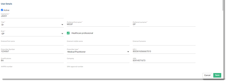 User details